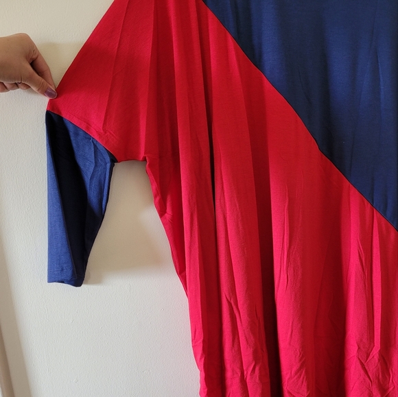 Umgee shirt red navy color block hi low large - Picture 6 of 7